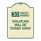 Signmission 30 Minute Parking Violators Will Towed Away Heavy-Gauge Aluminum Sign, 24" x 18", TG-1824-24424 A-DES-TG-1824-24424 - alternate 1